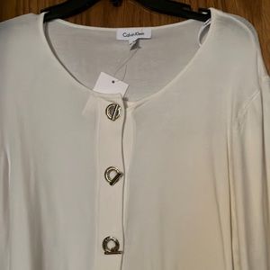 Calvin Klein gold tone toggle closure cardigan sweater, large NWT